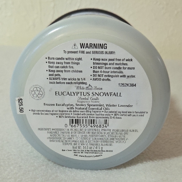 White Barn Eucalyptus Snowfall Candle - Soft Blue - Picture 3 of 3